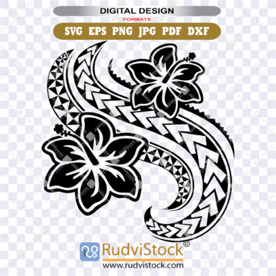 Download this ornamental Polynesian SVG flower pattern for canvas bag screen printing