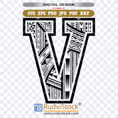 polynesian tribal letters, polynesian lettering, Polynesian Tribal Letter V