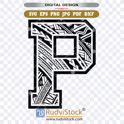 polynesian tribal letters, polynesian lettering, Polynesian Design Letter P