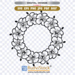 Polynesian tribal circle tattoo design | Polynesian Flowers Gibiscus frame / Purchase Samoan Tattoo Art Round Tribal Ornament Vector For Instant Download Design