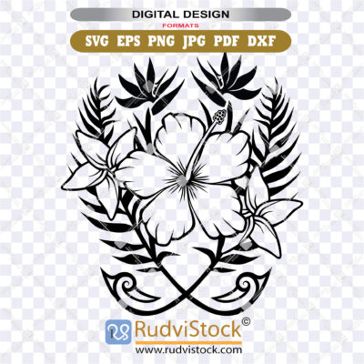Buy this floral Polynesian SVG template for branded packaging printing