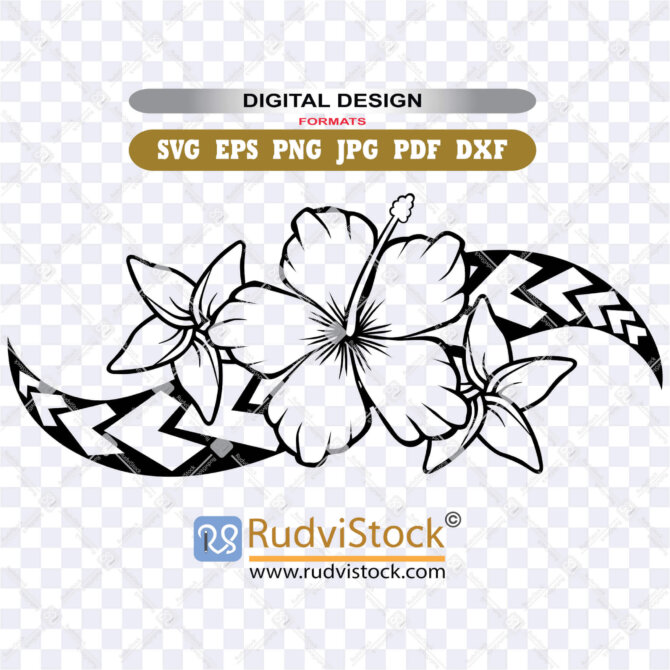 Tribal Hibiscus SVG | Sharp Lines for Silhouette Cameo| Rudvistock
