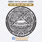 Seal of American Samoa | Black Design | Template Transparent Background | Cut and Print | SVG, PNG Instant Download