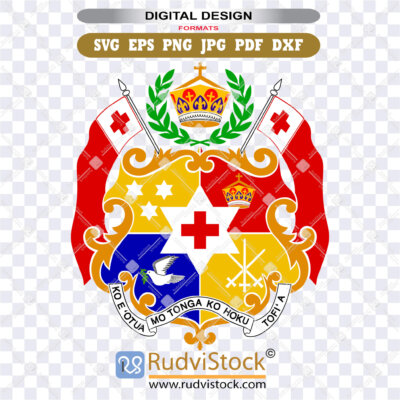 High-resolution Tongan Coat of Arms digital file for Sawgrass sublimation and heat transfer printing.