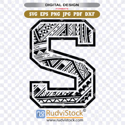 polynesian tribal letters, polynesian lettering, Polynesian Svg tattoo tribal pattern S, Instant Download File