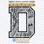 polynesian tribal letters, polynesian lettering, Polynesian print letter D