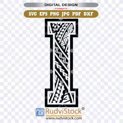 polynesian tribal letters, polynesian lettering, Polynesian design letter I