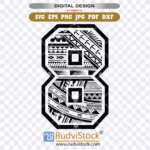 Digital Template Polynesian Tattoo Design Number Eight | Instant Download SVG, PNG, JPG Files Now