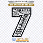 Polynesian Tattoo Tribal Number Seven for Print and Cut | Versatile Design Formats: SVG, PNG, JPG for Instant Download