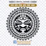 Polynesian circle tribal tattoo face totem