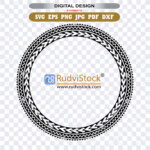 Polynesian Tribal Circle SVG vector pattern for CNC routers and laser cutters, black geometric round ornament.
