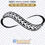 Polynesian tattoo tribal design stencil. Polynesian tattoo infinity ribbon style design.