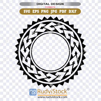 Samoan Tatau Polynesian Tribal Circle Tapa Frame Border Svg For Pacific Art Stencil