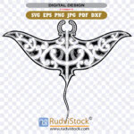 Maori tattoo Manta Ray tribal design vector silhouette for cutting and printing.