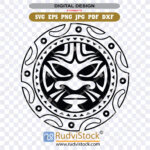 Polynesian circle tiki tribal tattoo design