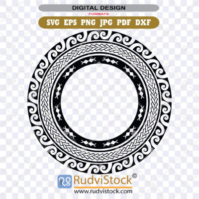 Maori Tattoo Vector Illustration Circle Tribal Design For Pacific Culture Decor Art