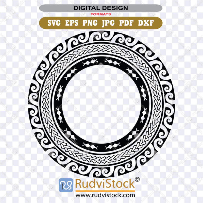 Polynesian Round Border Tattoo: 6 High-Quality Files | Rudvistock