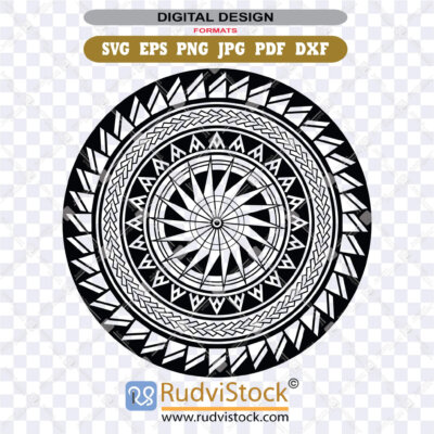 Hawaiian Tribal Svg Polynesian Tattoo Circle Pattern For Cricut And Silhouette Cuts
