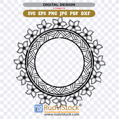 Samoan Tatau Polynesian Tribal Circle Tapa Frame Border Svg For Decorative Art Print