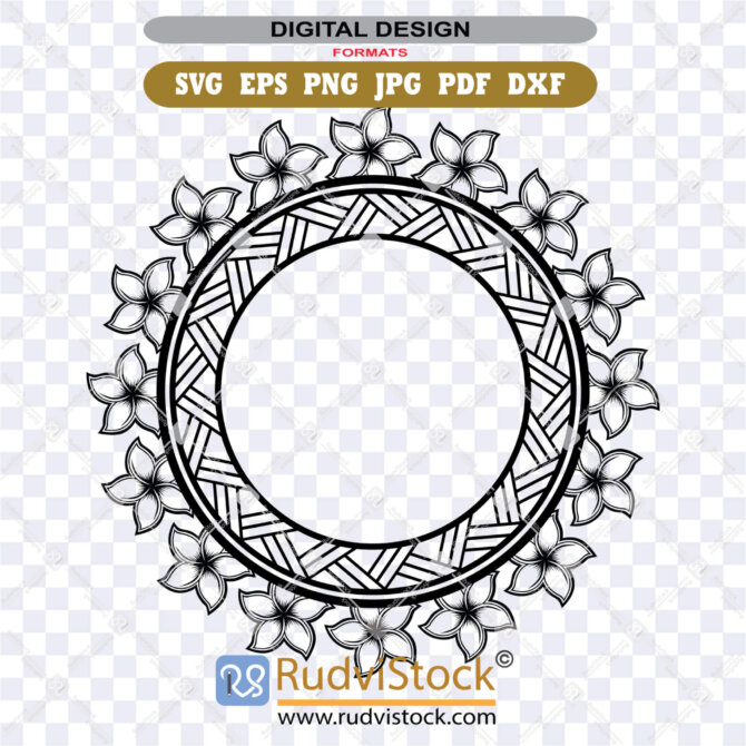Round Polynesian Flower Circle SVG ZIP for Glowforge | Rudvistock