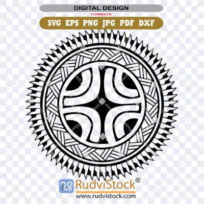 Purchase Samoan Tattoo Art Round Tribal Ornament Vector For Instant Download Svg Art