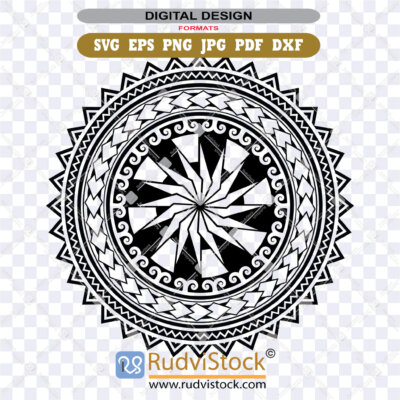 Hawaiian Tattoo Circle Vector Illustration For Pacific Island Style Digital Download