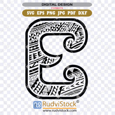 polynesian tribal letters, polynesian lettering, cook island patterns, Letter E Polynesian designs
