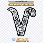 Polynesian Design Letter V: Instant Download Files