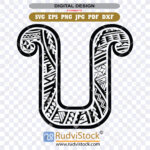 Polynesian Tribal Letter U in EPS, SVG, JPG, and More