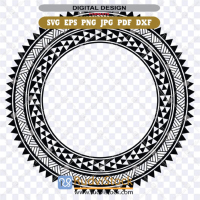 Samoan Tatau Polynesian Tribal Circle Tapa Frame Border For Commercial Use Svg Print