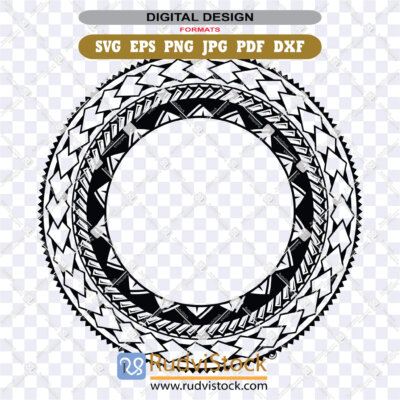 Intricate Polynesian Circle SVG Pattern ZIP: EPS, DXF, PNG, PDF, JPG for wood decor