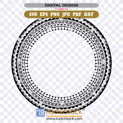 Geometric Polynesian Tongan Circle SVG Pattern ZIP: EPS, DXF, PNG, PDF, JPG for Glowforge