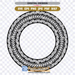 Ornate Polynesian Tribal Round Vector ZIP: EPS, DXF, PNG, PDF, JPG for laser engraving