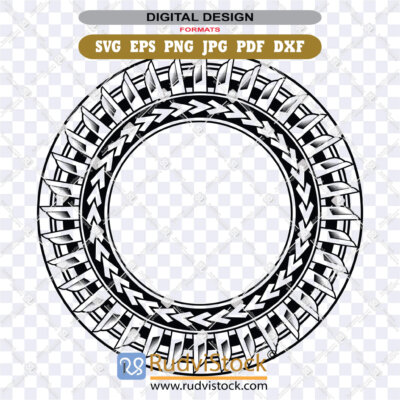 Round Polynesian Tribal Round Vector ZIP: EPS, DXF, PNG, PDF, JPG for acrylic cutting