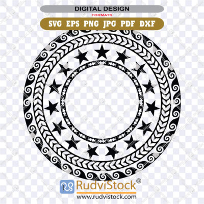 Maori Style Art Polynesian Circle Tattoo Design For Instant Download Printable Stencil