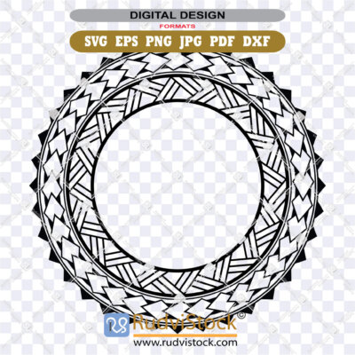 Circular Polynesian Circle SVG Pattern ZIP: EPS, DXF, PNG, PDF, JPG for wood decor