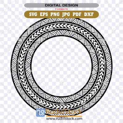 Intricate Polynesian Tribal Round Vector ZIP: EPS, DXF, PNG, PDF, JPG for laser engraving