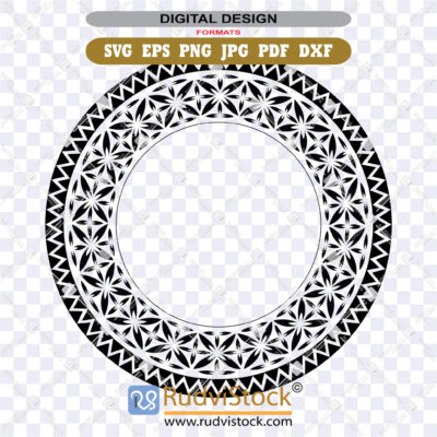 Traditional Polynesian Tribal Round Vector ZIP: EPS, DXF, PNG, PDF, JPG for acrylic cutting