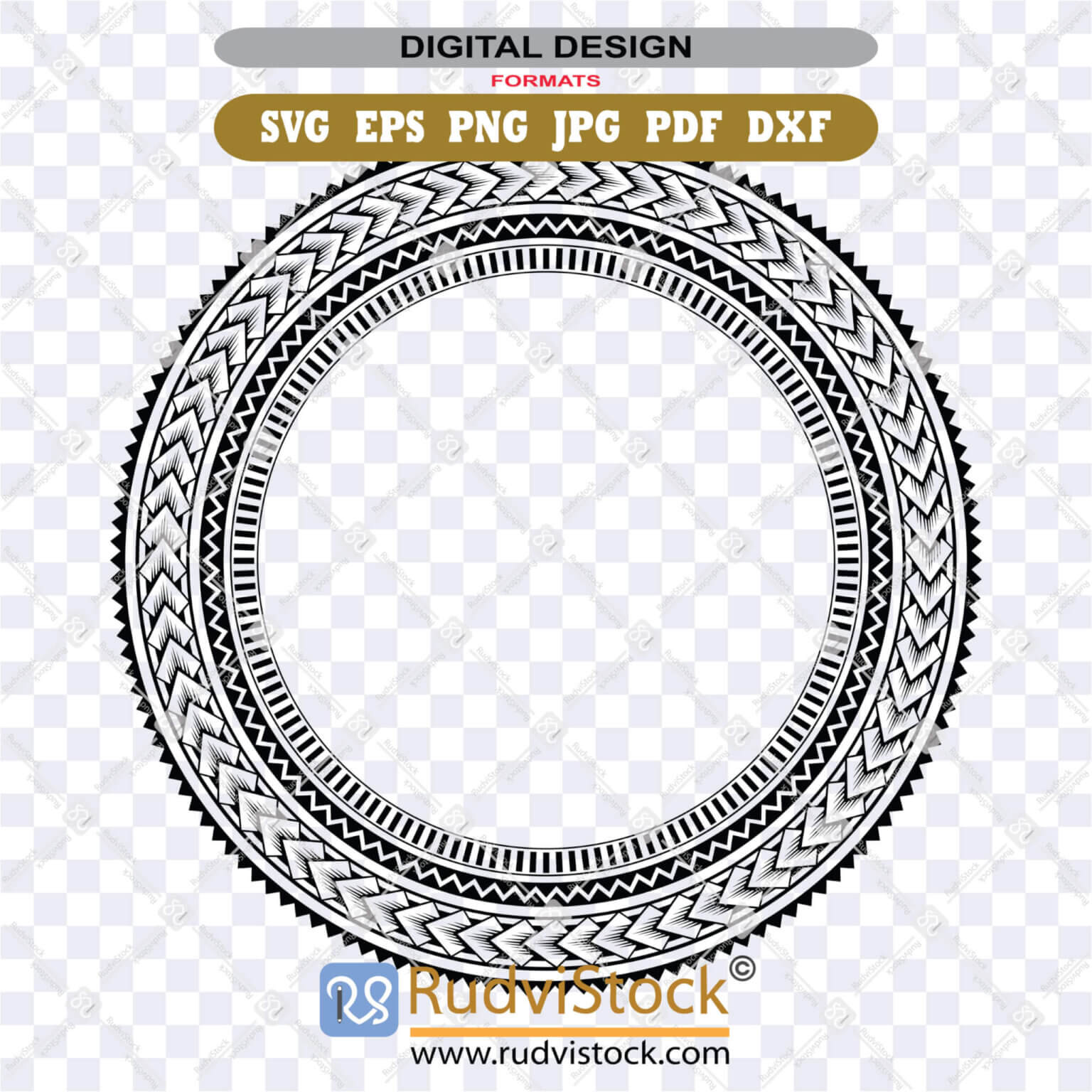 Polynesian Frame Circle Svg Samoan Tattoo Border For Instant Download ...