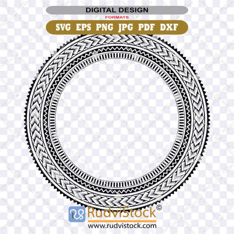 Polynesian Frame Circle Svg Samoan Tattoo Border For Instant Download ...