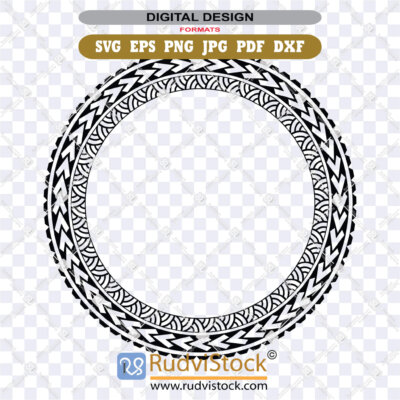 Authentic Polynesian Circle SVG Pattern ZIP: EPS, DXF, PNG, PDF, JPG for Glowforge