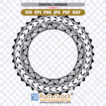 Pacific Polynesian Circle SVG Pattern ZIP: EPS, DXF, PNG, PDF, JPG for laser engraving