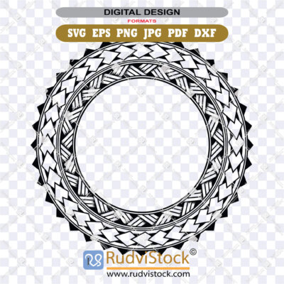 Pacific Polynesian Circle SVG Pattern ZIP: EPS, DXF, PNG, PDF, JPG for laser engraving