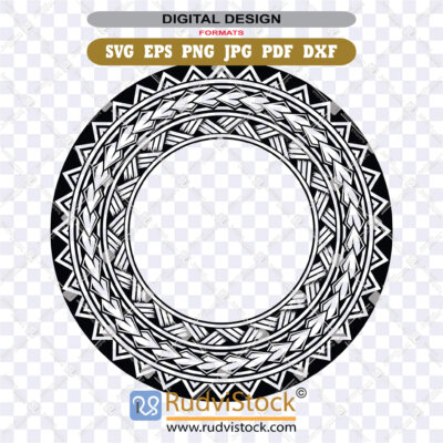 Traditional Polynesian circle SVG. ZIP: EPS, DXF, PNG, PDF, JPG. For Glowforge.