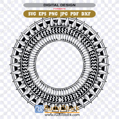 Traditional Polynesian Circle SVG Pattern ZIP: EPS, DXF, PNG, PDF, JPG for Glowforge