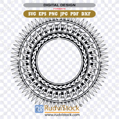 Modern Polynesian Circle SVG Pattern ZIP: EPS, DXF, PNG, PDF, JPG for wood decor