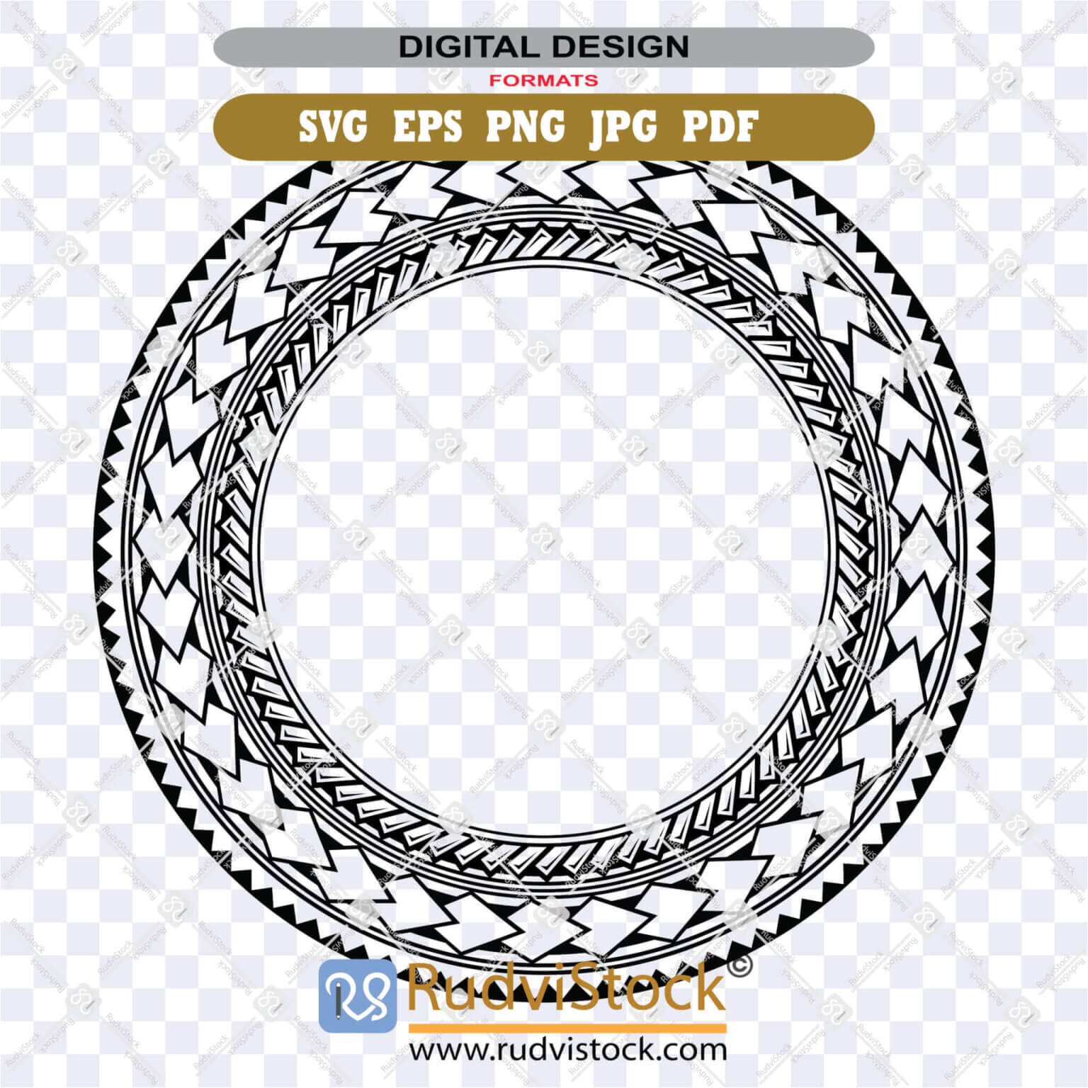 Polynesian Circle SVG | Tribal Spear Frame for Laser & Cricut | Rudvistock