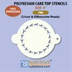 Free Polynesian cake top stencil 6 inch round PNG printable pattern.
