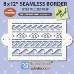 Samoan tattoo cake stencil border 8x12 inch SVG with traditional tatau spearhead motifs for tall tiers.
