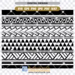 Polynesian border SVG tribal tattoo pattern for digital craft.